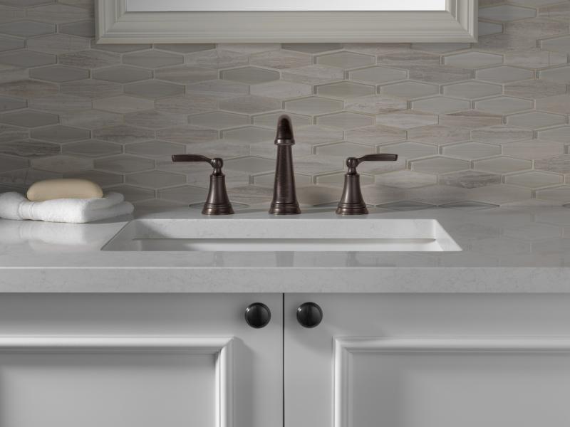 DELTA Woodhurst Two Handle Widespread Bathroom Faucet — Venetian Bronze