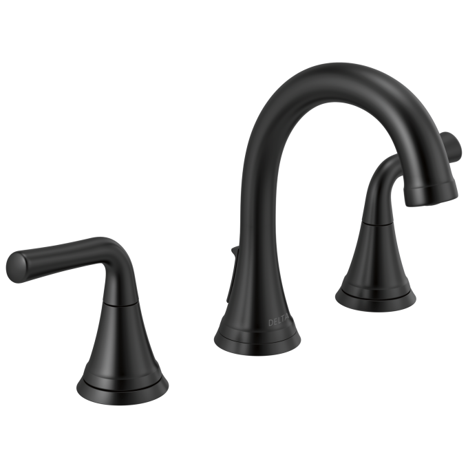 DELTA Kayra Two Handle Widespread Bathroom Faucet — Matte Black