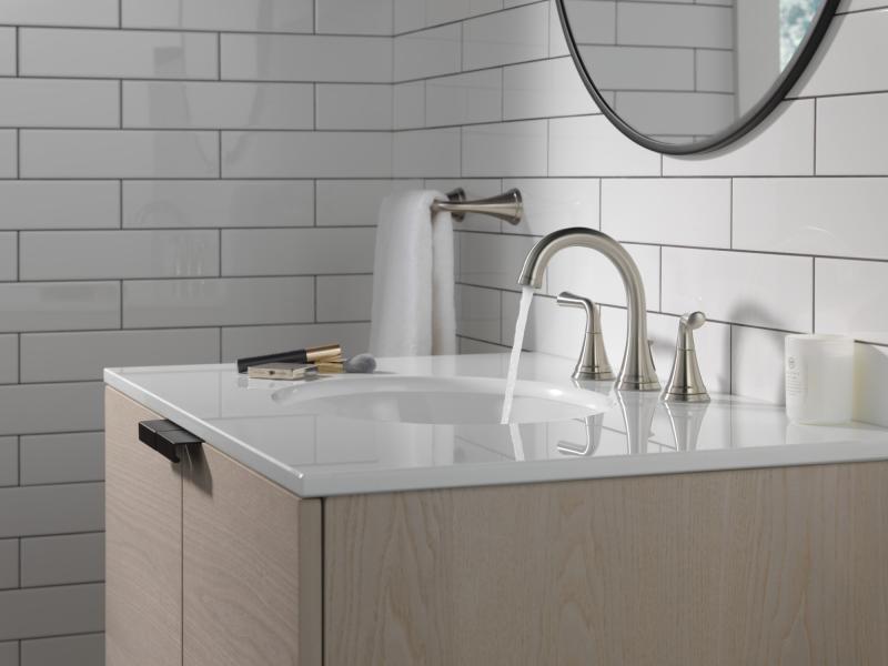 DELTA Kayra Two Handle Widespread Bathroom Faucet — Stainless