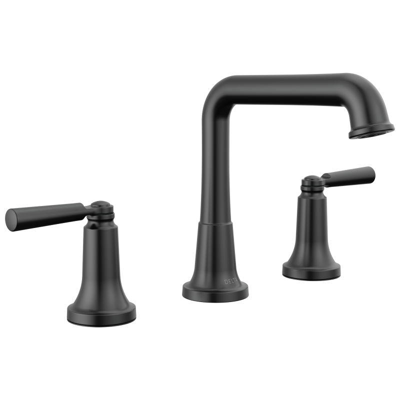 DELTA Saylor Two Handle Widespread Bathroom Faucet — Matte Black