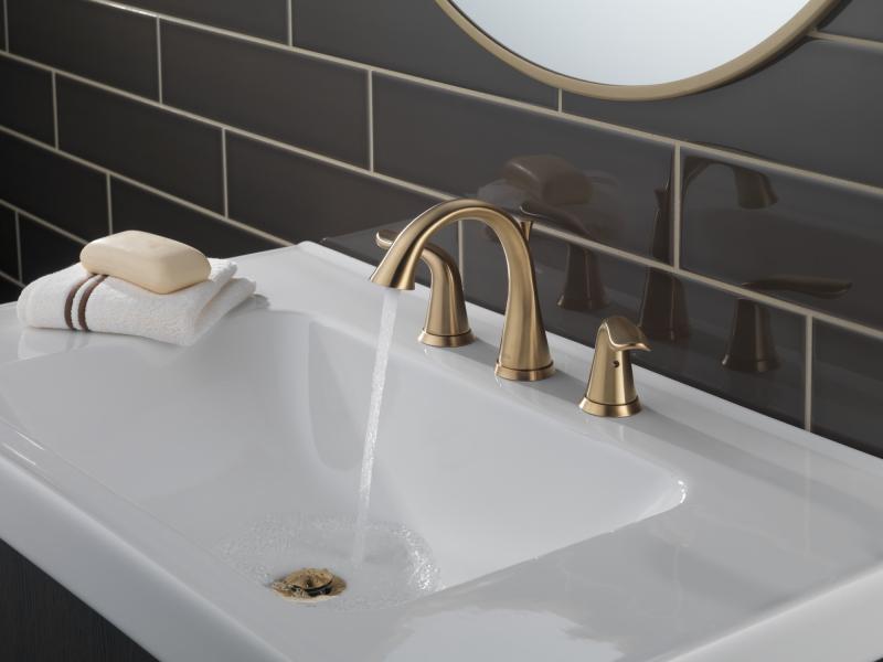 DELTA Lahara Two Handle Widespread Bathroom Faucet — Champagne Bronze