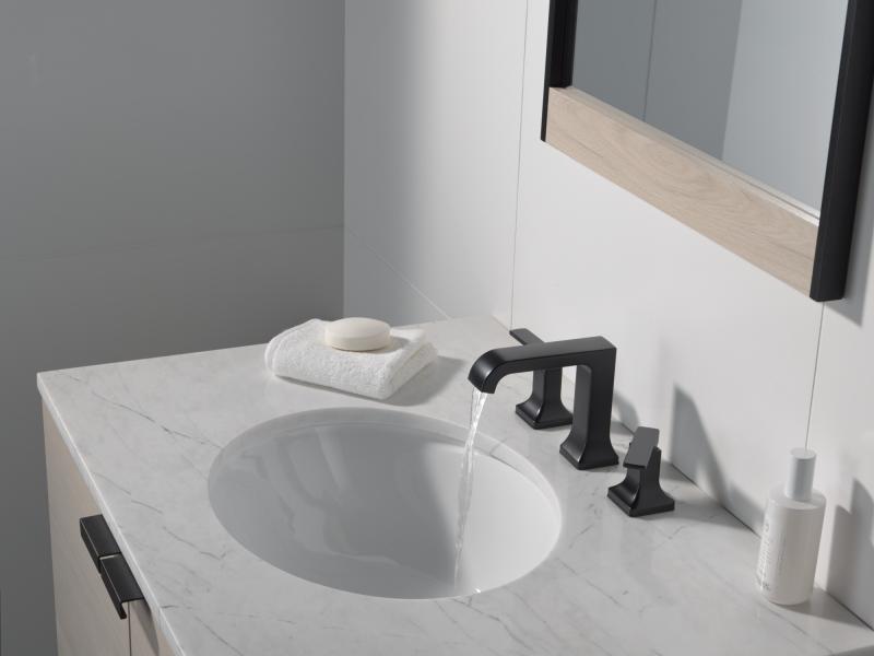 DELTA Velum Two Handle Widespread Bathroom Faucet — Matte Black