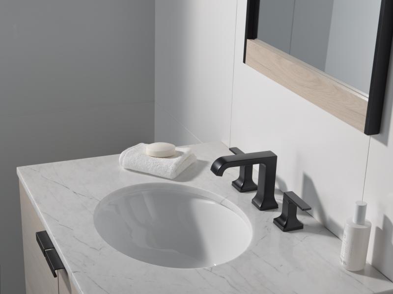 DELTA Velum Two Handle Widespread Bathroom Faucet — Matte Black