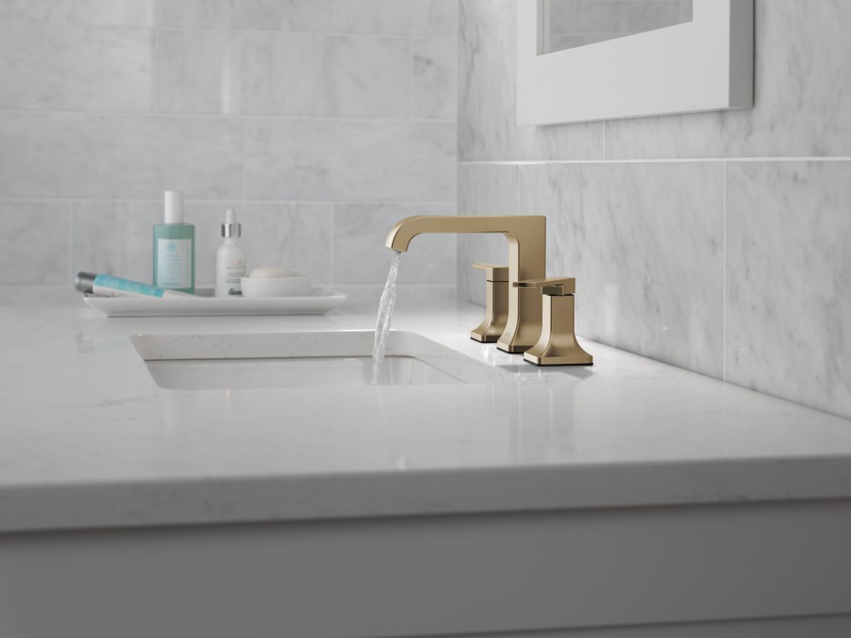 DELTA Velum Two Handle Widespread Bathroom Faucet — Champagne Bronze