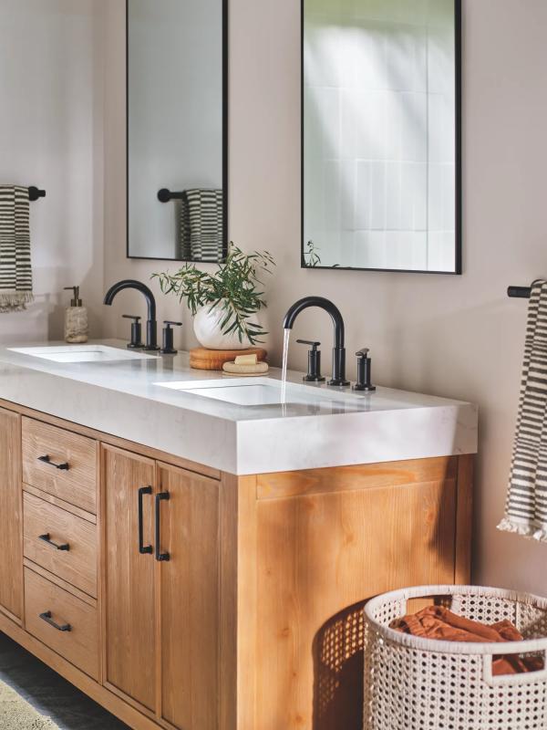 DELTA Altado Two Handle Widespread Bathroom Faucet — Matte Black