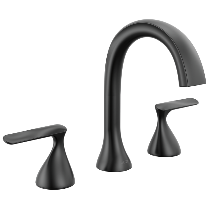 DELTA Bonacci Two Handle Widespread Bathroom Faucet — Matte Black
