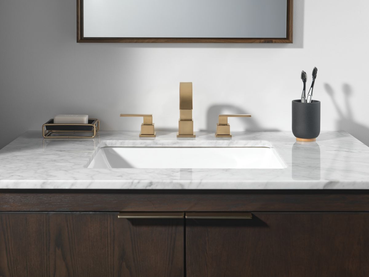DELTA Vero Two Handle Widespread Bathroom Faucet — Champagne Bronze