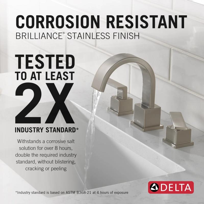 DELTA Vero Two Handle Widespread Bathroom Faucet — Stainless