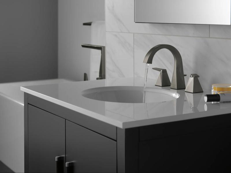 DELTA Trillian Two Handle Widespread Bathroom Faucet — Lumicoat® Black Stainless