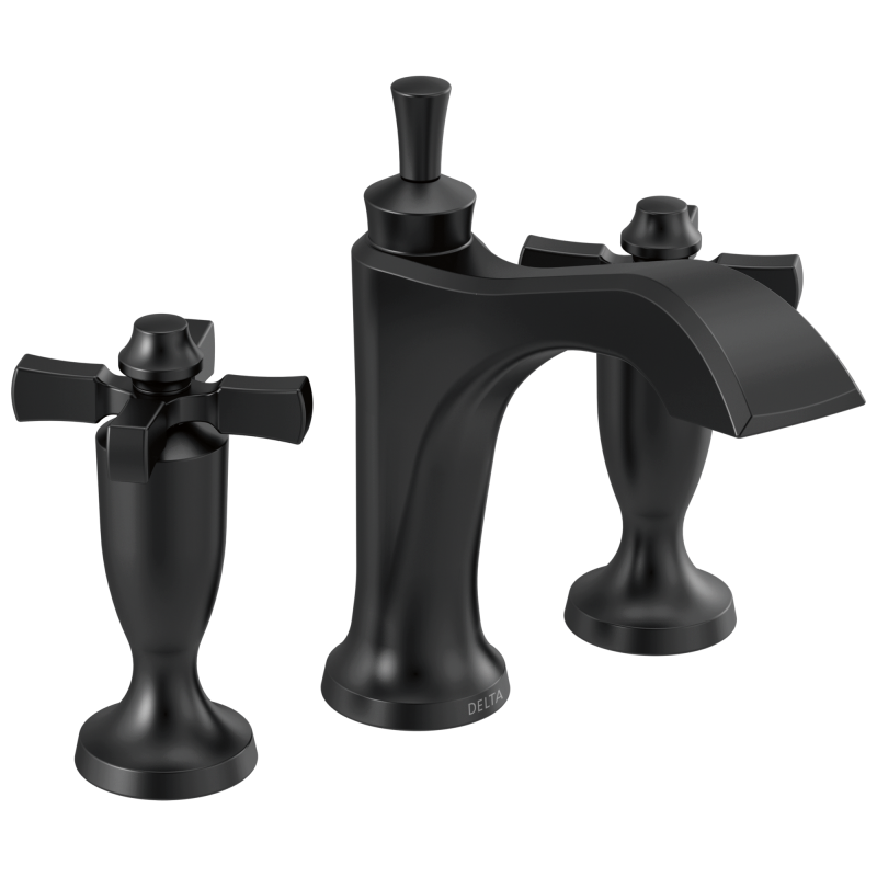 DELTA Dorval Two Handle Widespread Bathroom Faucet — Matte Black