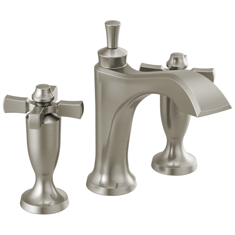 DELTA Dorval Two Handle Widespread Bathroom Faucet — Stainless
