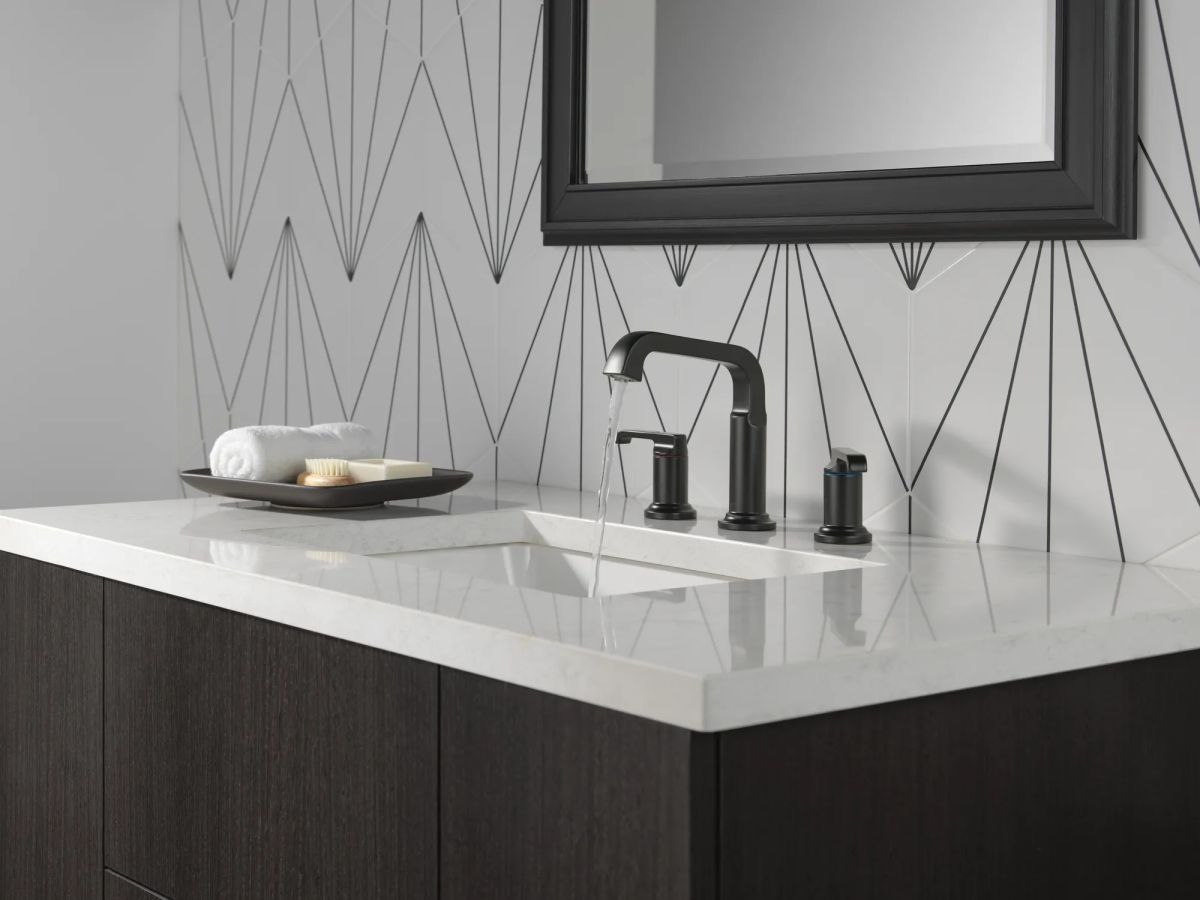 DELTA Tetra Two Handle Widespread Bathroom Faucet — Matte Black