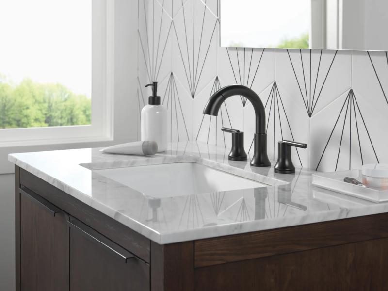 DELTA Trinsic Two Handle Widespread Pull Down Bathroom Faucet — Matte Black