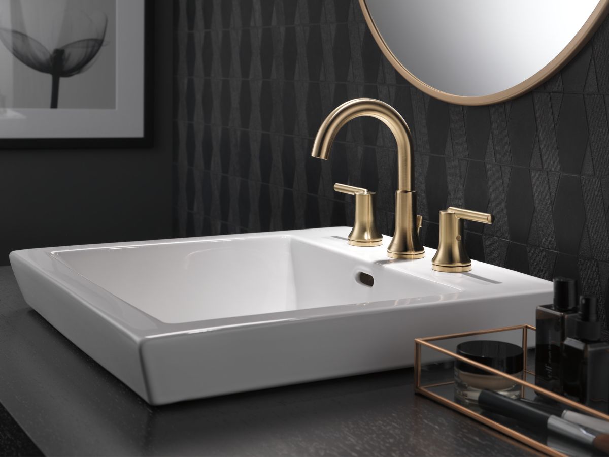 DELTA Trinsic Two Handle Widespread Bathroom Faucet — Champagne Bronze