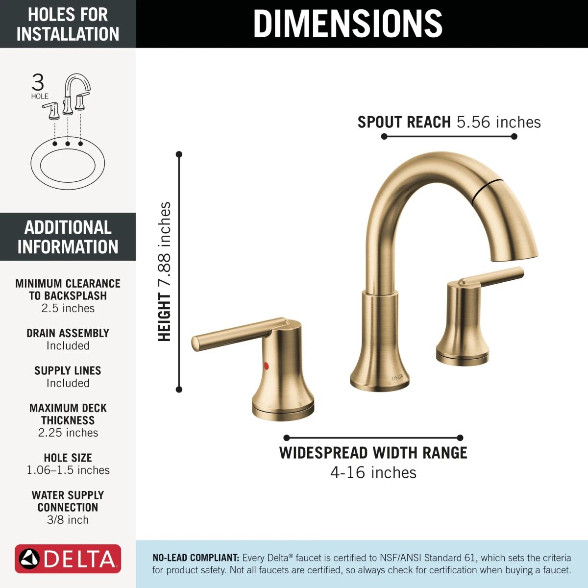 DELTA Trinsic Two Handle Widespread Pull Down Bathroom Faucet — Champagne Bronze