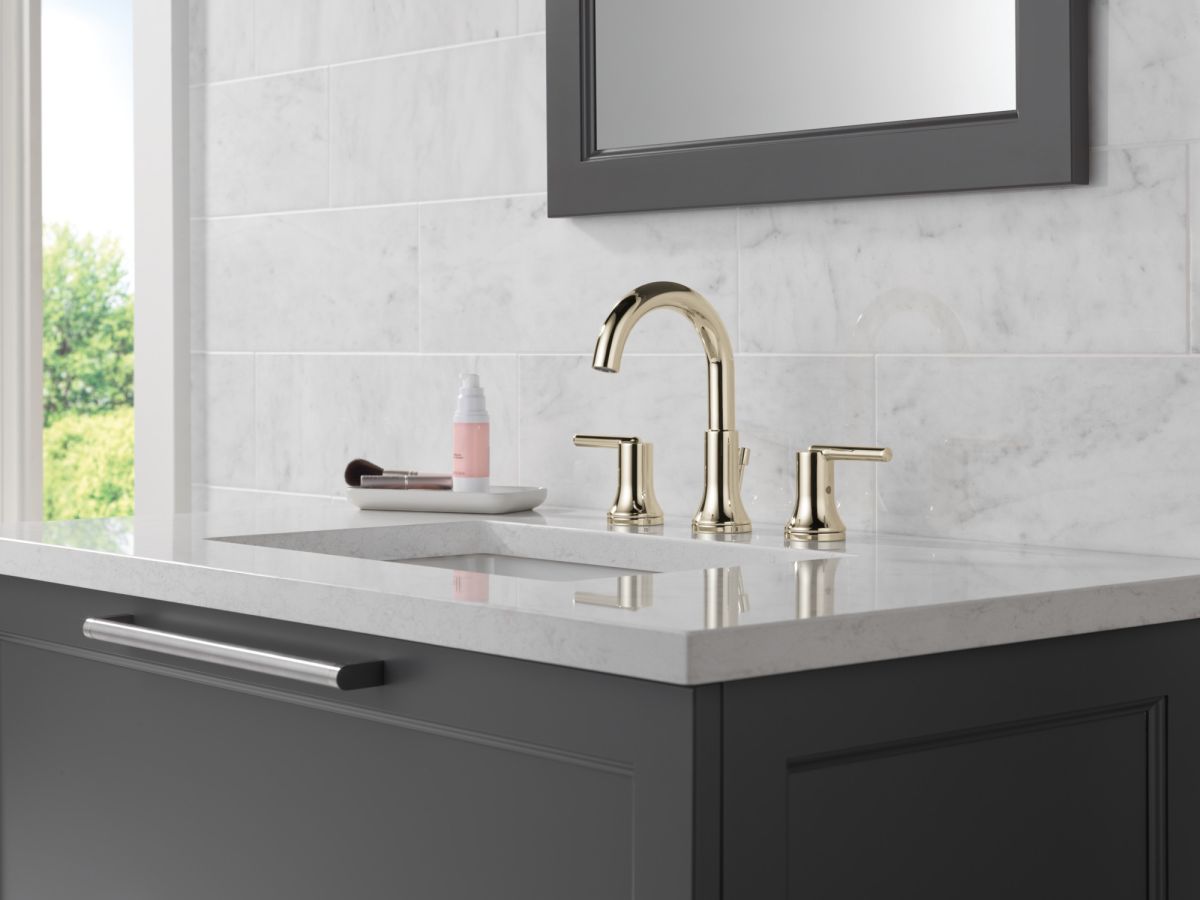 DELTA Trinsic Two Handle Widespread Bathroom Faucet — Polished Nickel