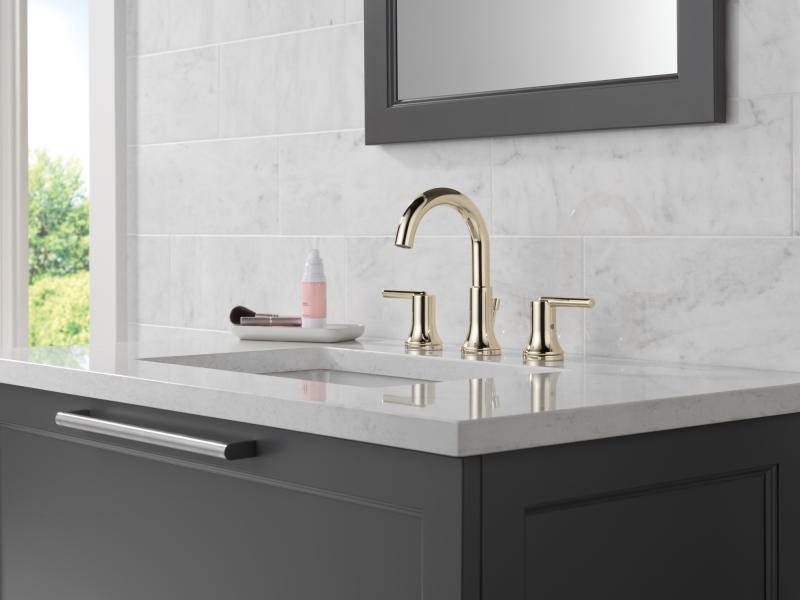 DELTA Trinsic Two Handle Widespread Bathroom Faucet — Polished Nickel