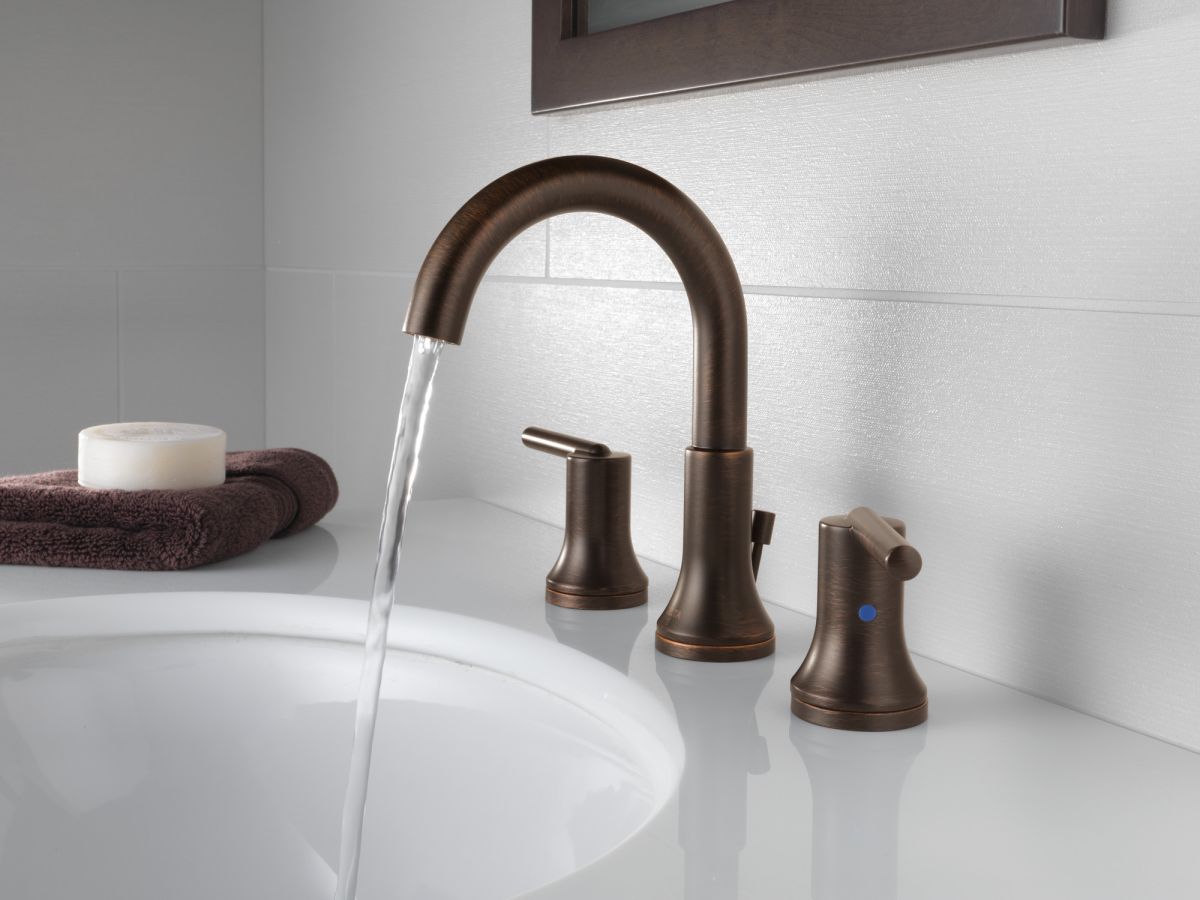 DELTA Trinsic Two Handle Widespread Bathroom Faucet — Venetian Bronze