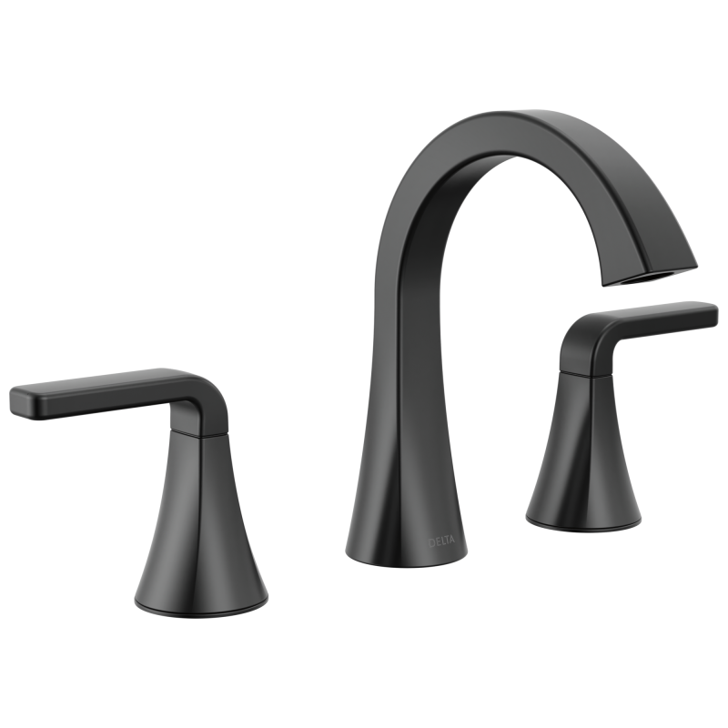 DELTA Lineax Two Handle Widespread Bathroom Faucet — Matte Black