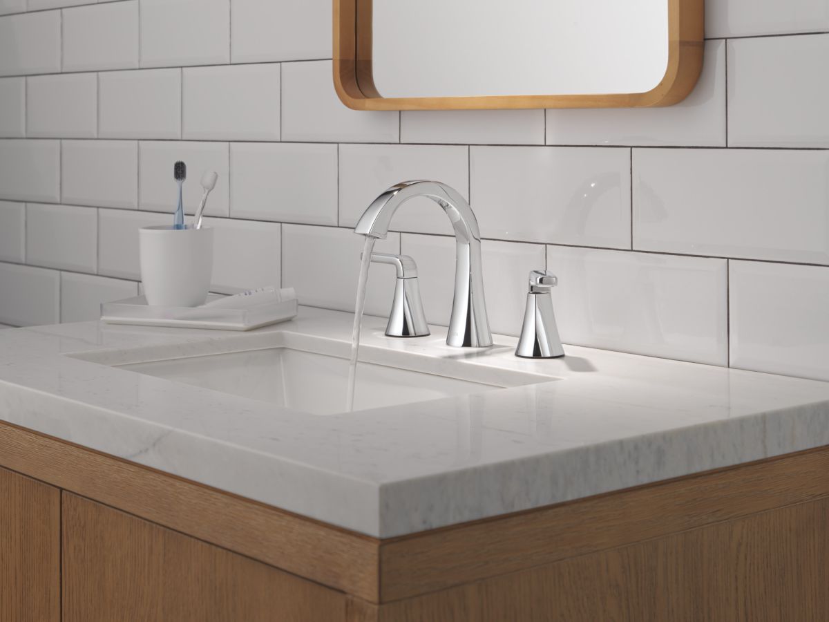 DELTA Lineax Two Handle Widespread Bathroom Faucet — Chrome