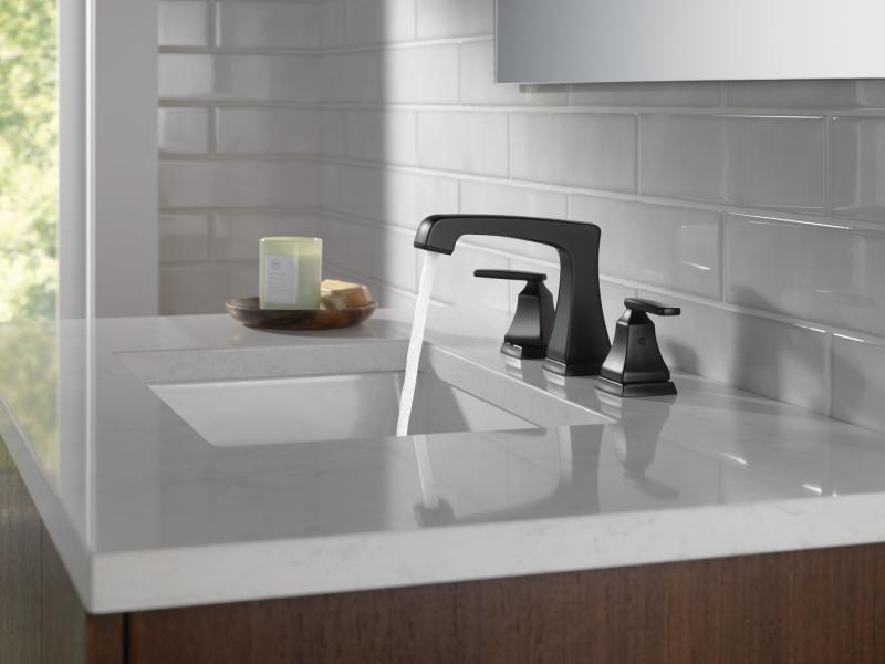 DELTA Ashlyn Two Handle Widespread Lavatory Faucet - Metal Pop-Up — Matte Black