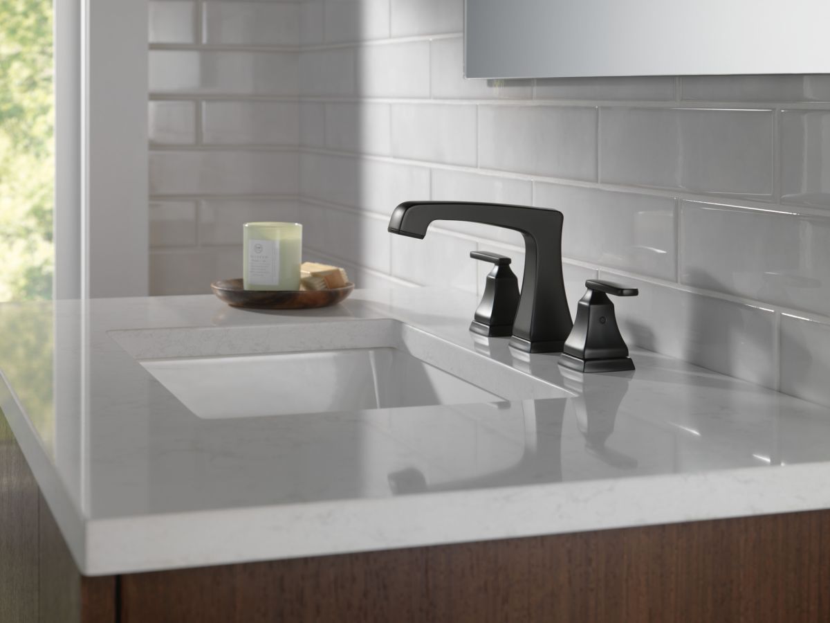 DELTA Ashlyn Two Handle Widespread Lavatory Faucet - Metal Pop-Up — Matte Black