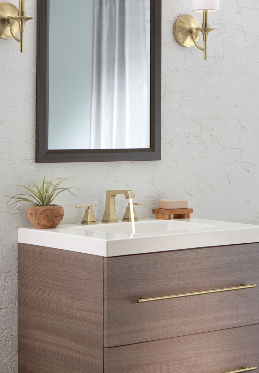 DELTA Ashlyn Two Handle Widespread Bathroom Faucet with EZ Anchor — Champagne Bronze