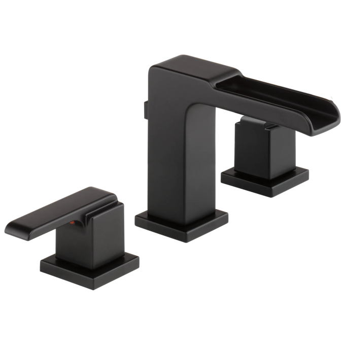 DELTA Ara Two Handle Widespread Channel Bathroom Faucet — Matte Black