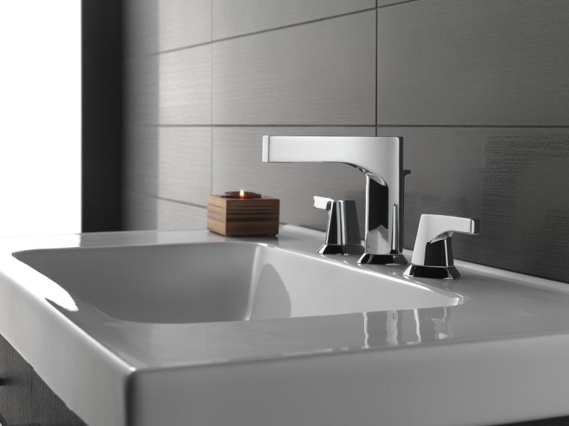 DELTA Zura Two Handle Widespread Bathroom Faucet — Chrome