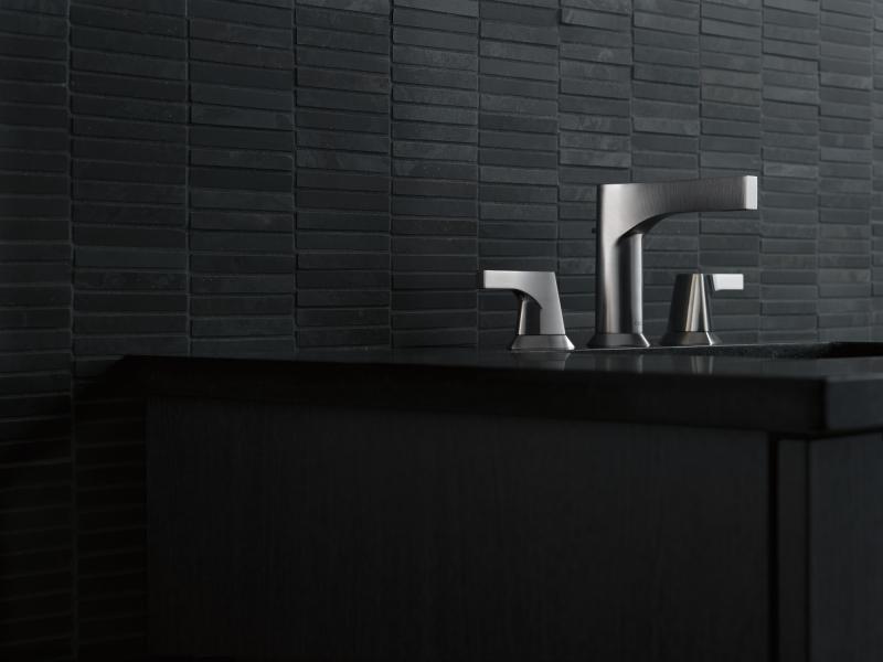 DELTA Zura Two Handle Widespread Bathroom Faucet — Stainless