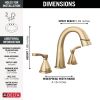 DELTA Stryke Two Handle Widespread Pull Down Bathroom Faucet — Lumicoat® Champagne Bronze