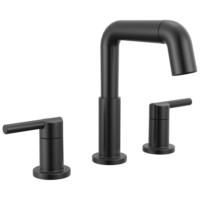 DELTA Nicoli Two Handle Widespread Pull-Down Bathroom Faucet — Matte Black