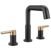 DELTA Nicoli Two Handle Widespread Pull-Down Bathroom Faucet — Matte Black / Champagne Bronze