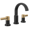 DELTA Albion  Two Handle Widespread Bathroom Faucet — Matte Black / Champagne Bronze