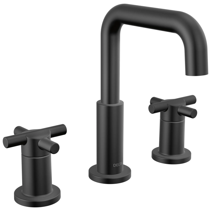 DELTA Nicoli Two Handle Widespread Bathroom Faucet — Matte Black