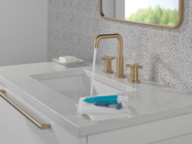 DELTA Nicoli Two Handle Widespread Bathroom Faucet — Champagne Bronze