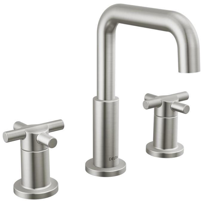 DELTA Nicoli Two Handle Widespread Bathroom Faucet — Stainless