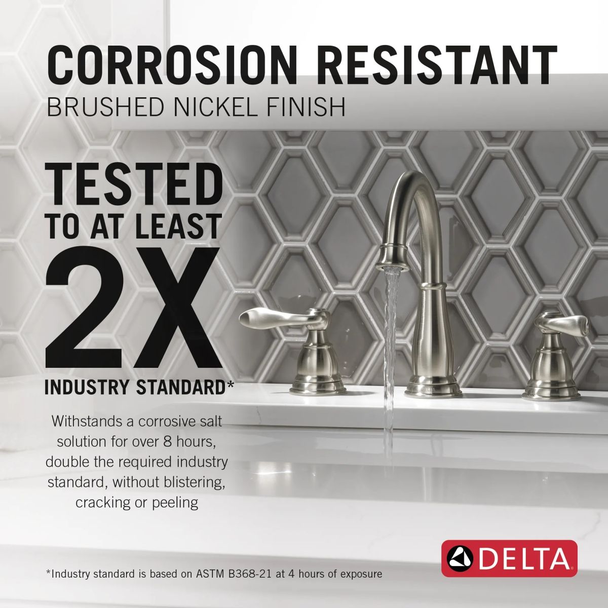 DELTA Windemere Two Handle Widespread Bathroom Faucet — Brushed Nickel