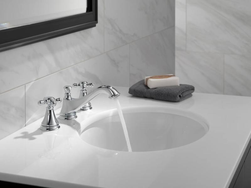 DELTA Cassidy Metal Cross Handle Set - Deck Mount Bathroom & Bidet — Chrome