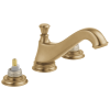 DELTA Cassidy Two Handle Widespread Bathroom Faucet - Low Arc Spout - Less Handles — Champagne Bronze