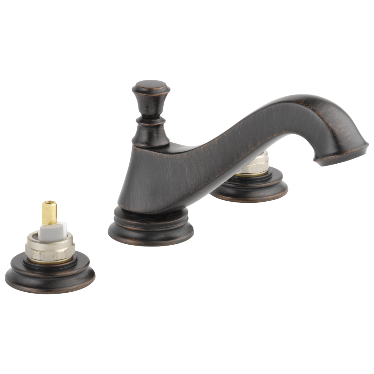 DELTA Cassidy Two Handle Widespread Bathroom Faucet - Low Arc Spout - Less Handles — Venetian Bronze