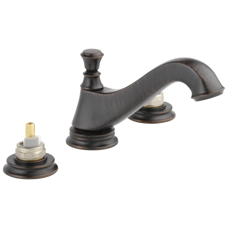 DELTA Cassidy Two Handle Widespread Bathroom Faucet - Low Arc Spout - Less Handles — Venetian Bronze