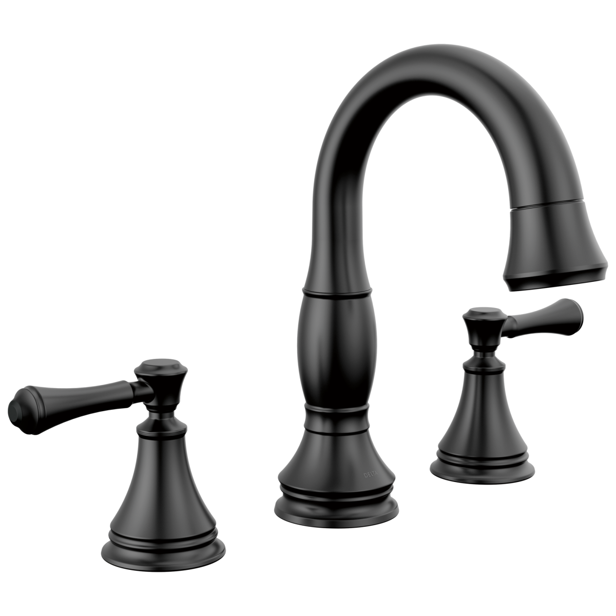 DELTA Cassidy Two Handle Widespread Pull Down Bathroom — Matte Black