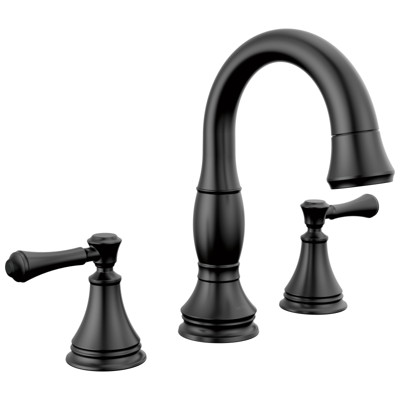 DELTA Cassidy Two Handle Widespread Pull Down Bathroom — Matte Black