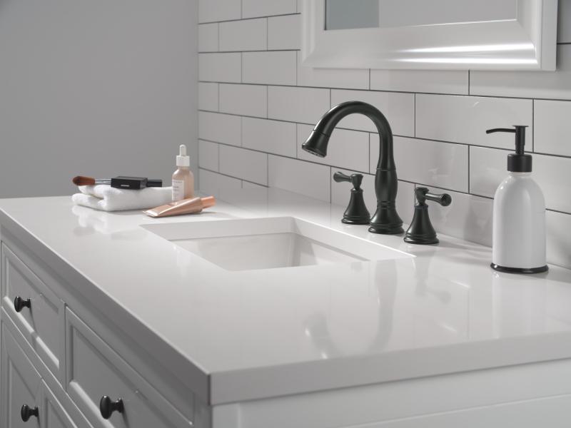 DELTA Cassidy Two Handle Widespread Pull Down Bathroom — Matte Black