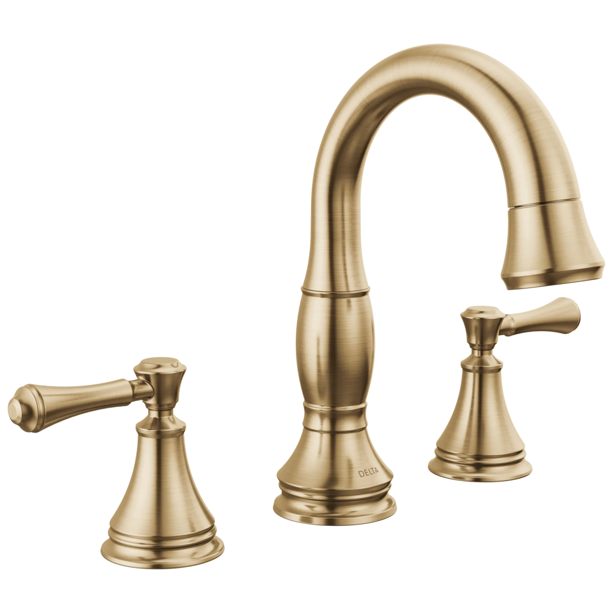 DELTA Cassidy Two Handle Widespread Pull Down Bathroom Faucet — Champagne Bronze