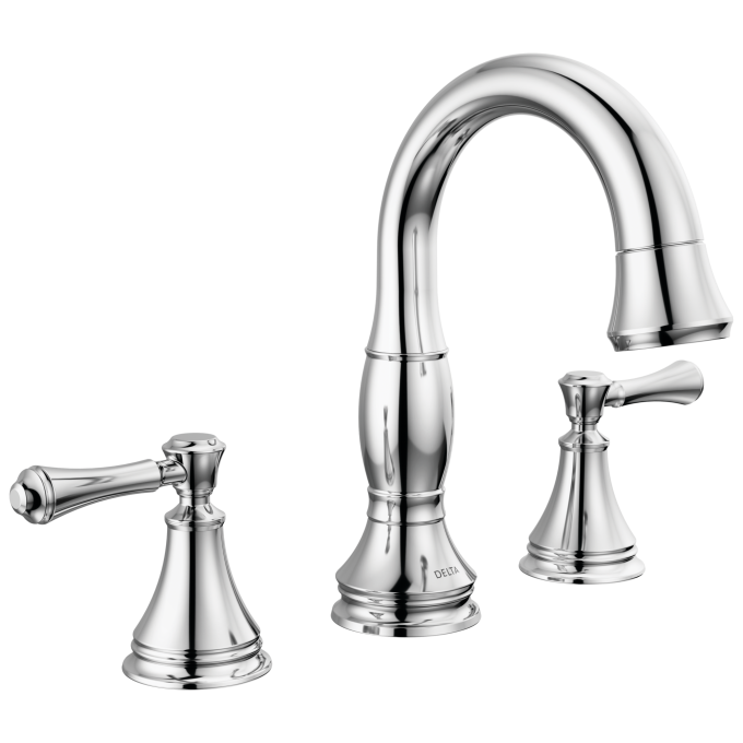 DELTA Cassidy Two Handle Widespread Pull-Down Bathroom Faucet — Chrome