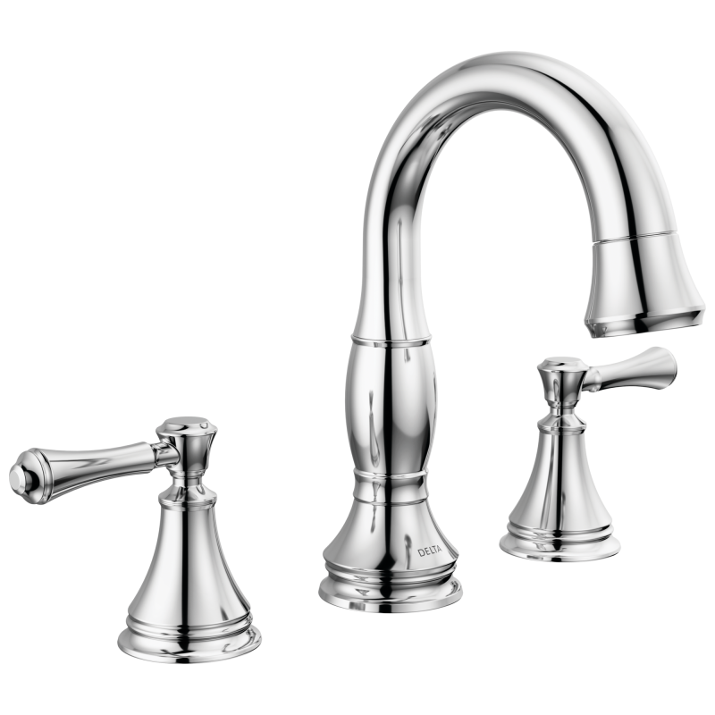 DELTA Cassidy Two Handle Widespread Pull-Down Bathroom Faucet — Chrome