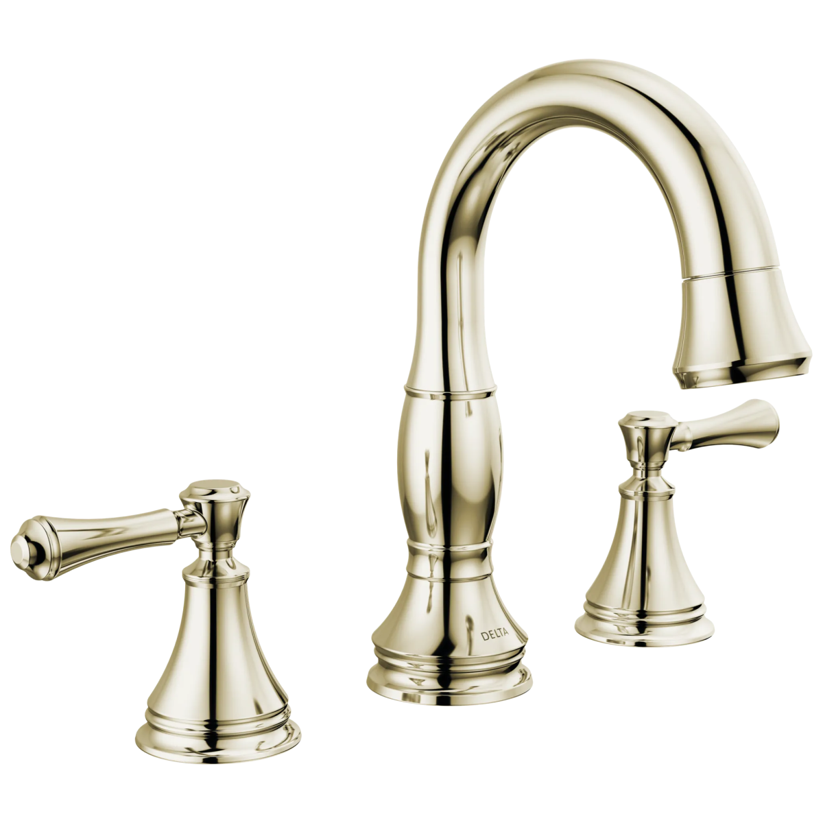 DELTA Cassidy Two Handle Widespread Pull Down Bathroom Faucet — Polished Nickel