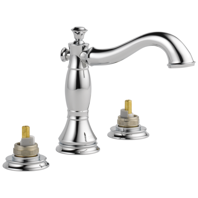 DELTA Cassidy Two Handle Widespread Bathroom Faucet - Less Handles — Chrome